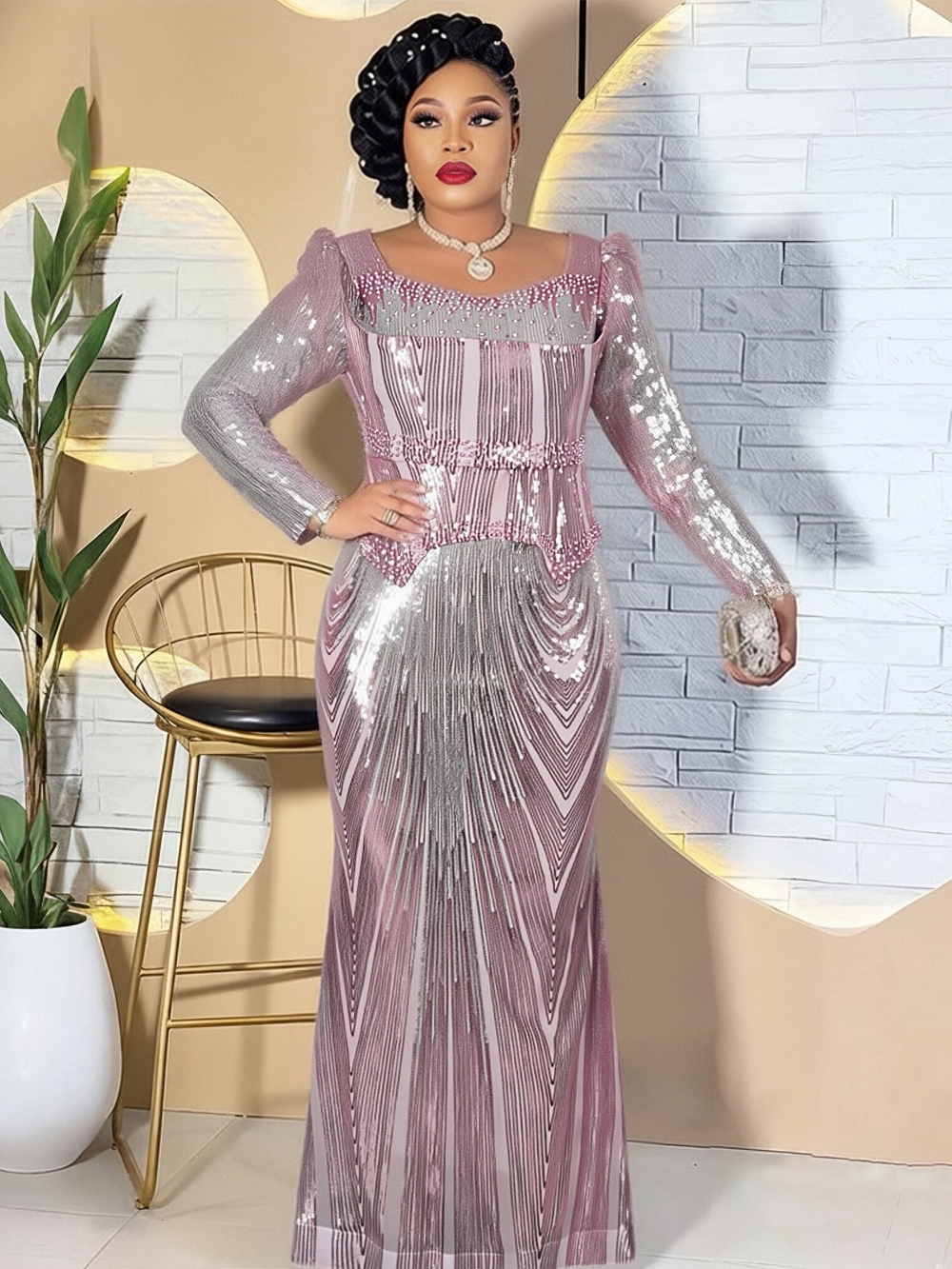 Robes longues africaines pour femmes Dashiki Robes de luxe à paillettes Robes de soirée d'anniversaire de fête de mariage 2026 vêtements africains robe pour dames