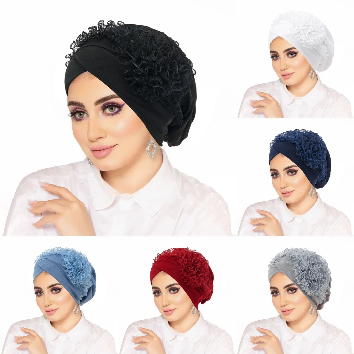 Musulman sous Hijab casquette dentelle fleur Turban chimio casquette chapeau musulman intérieur Hijab islamique Turban chapeaux femme Bonnet accessoires