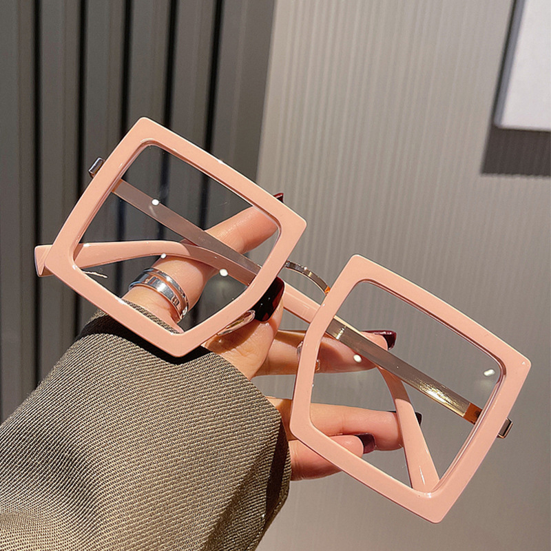 Montures de lunettes surdimensionnées pour femmes, tendance, blocage de la lumière bleue, grandes lunettes de lecture carrées pour hommes, lunettes transparentes à la mode + 1.75