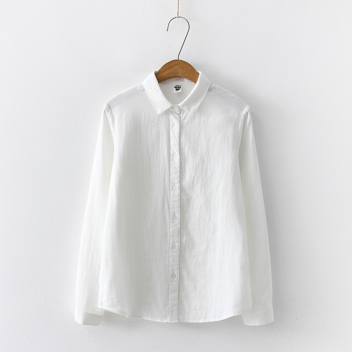 Femmes Blouses nouvelle mode à manches longues confortable bureau chemise coton fil décontracté hauts Blusas Femininas couleur unie