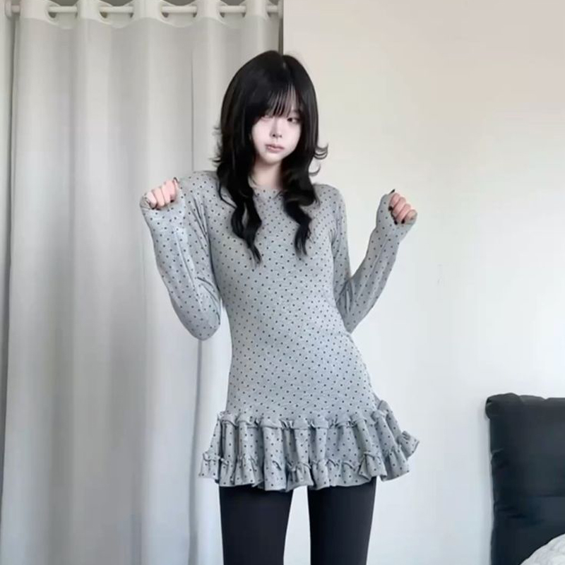 Doux esthétique Y2K femme mignon vêtements jeune fille T-shirt emo femme pull doux belle Henley hauts Coquette Kawaii Harajuku T-shirt