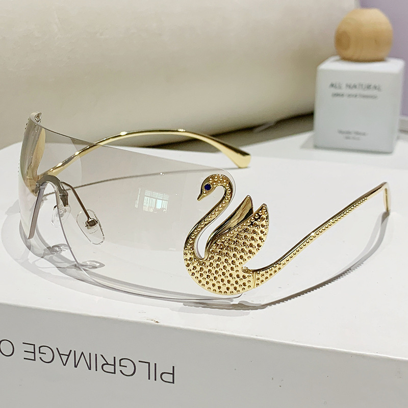 Nouveau Y2k Vintage lunettes de soleil sans monture femmes marque de luxe Design lunettes de soleil Punk populaire une pièce lentille lunettes