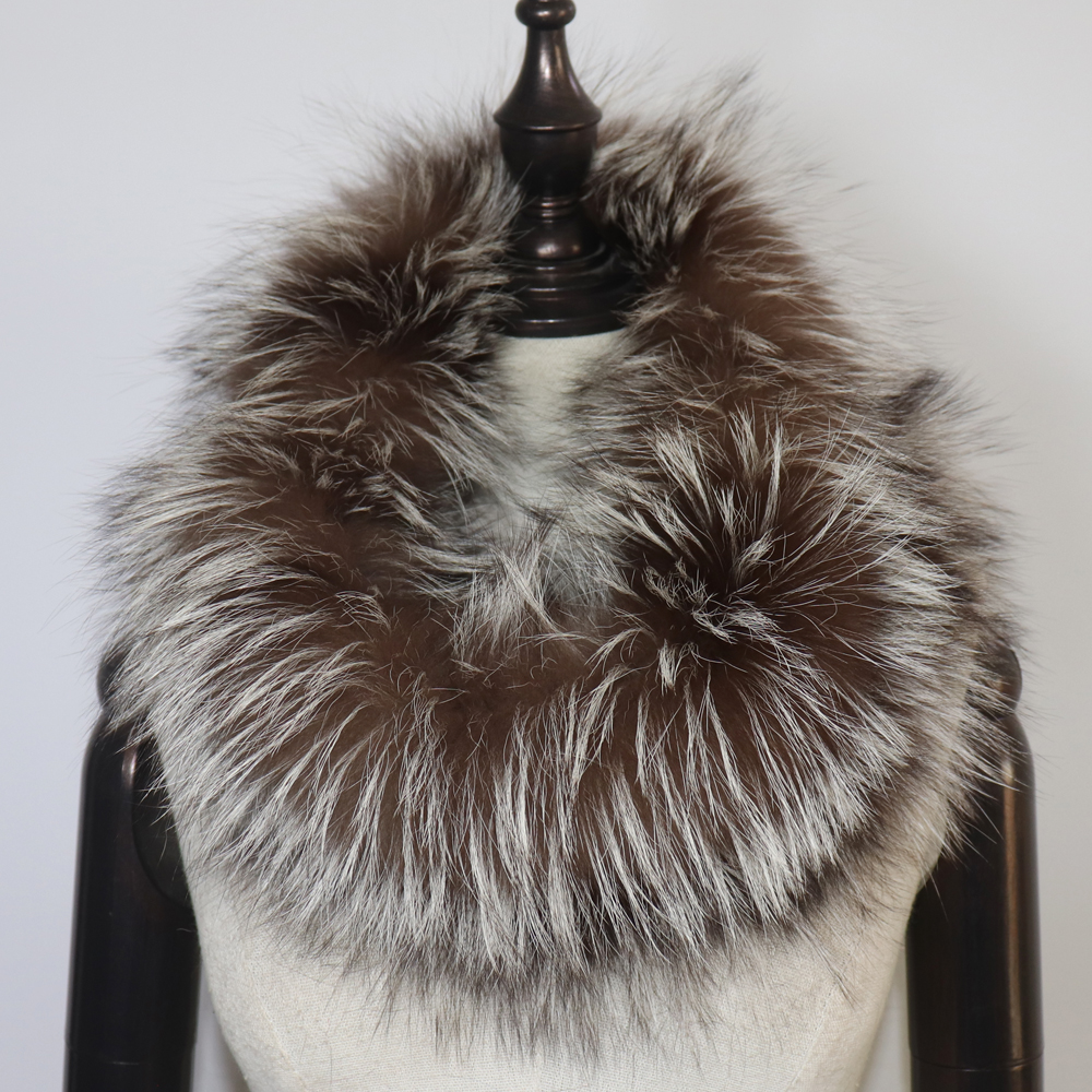 Écharpe de Luxe en Fourrure group de Renard pour Femme, Anneau de Sauna Chaud, Écharpes à la Mode, Silencieux en Fourrure Naturelle, Hiver