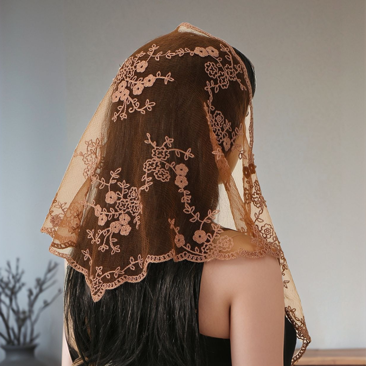 Fleur dentelle Triangle voiles écharpe châle femmes chapeaux Bandana mode Mantilla église prière châle foulard catholique foulard