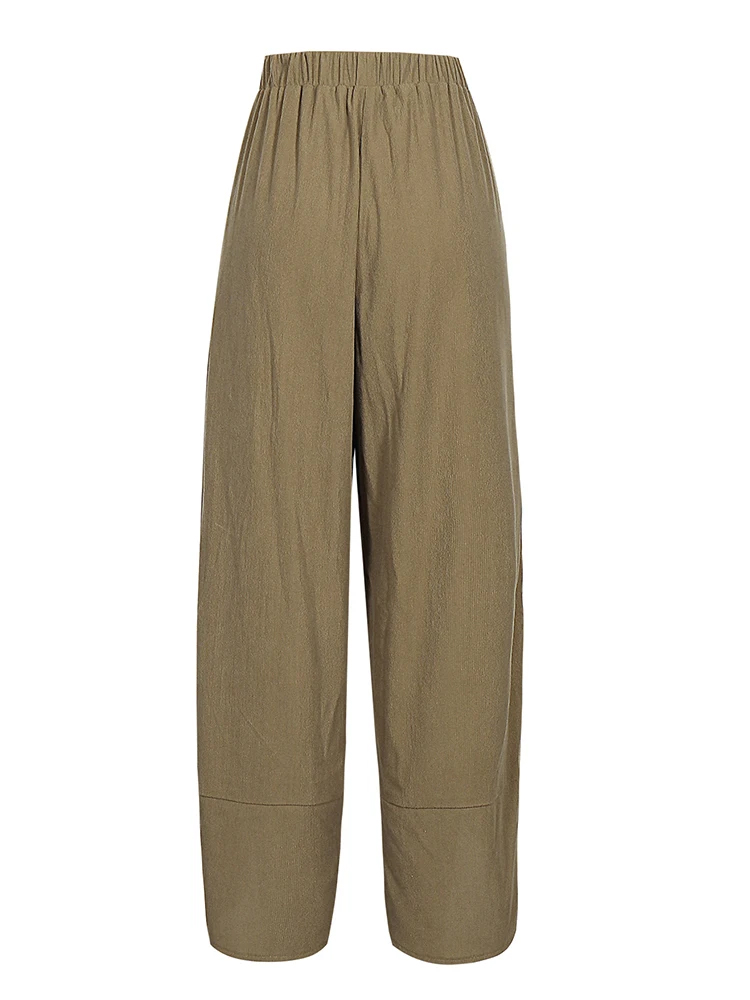Nouveautés 2026 : Pantalons amples à jambes larges pour femmes grandes tailles, taille élastique, coupe décontractée, couleur unie