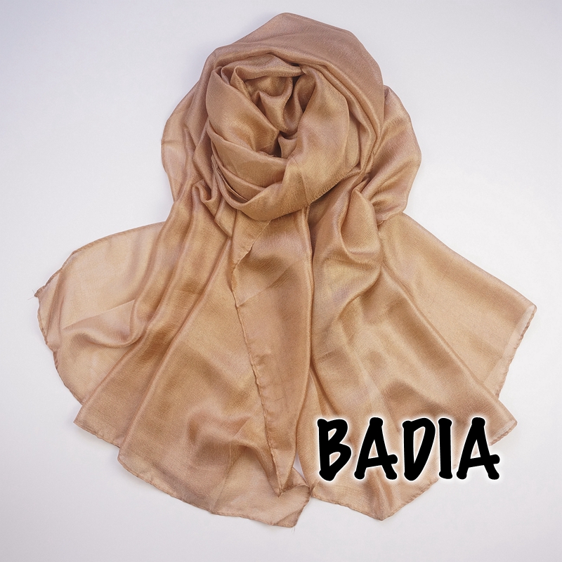 Hijab Léger et Brillant pour Femme 95*180cm, Foulard Musulman Uni, Écharpe Soyeuse Douce, Châle Islamique Surdimensionné