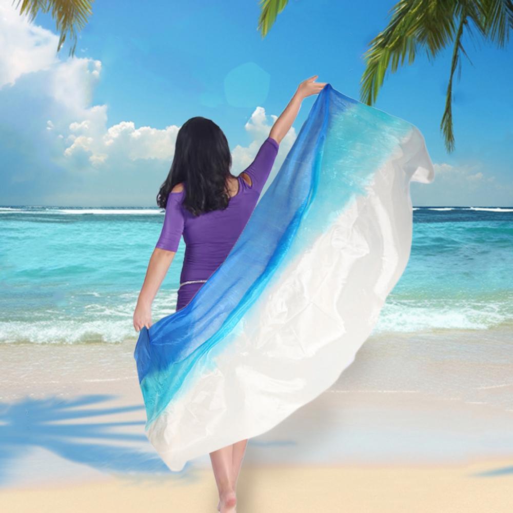 Voiles de danse du ventre en soie 100% de haute qualité, texture légère, 250cmx120cm, châles voiles couleur dégradée, accessoires de costumes, écharpe pour femme