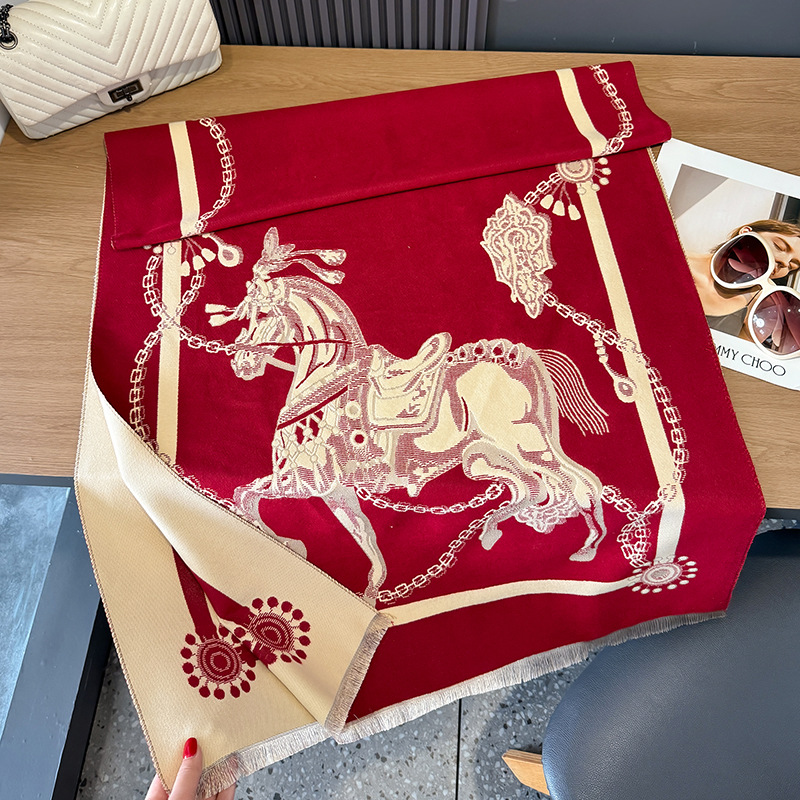 JOHorse-Écharpe Chaude en Cachemire, Pashmina Optique, Châles et oh Bufanda, Foulard de la raq, Design, 2024