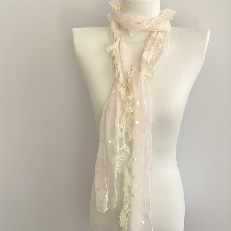 Nouvelle écharpe fine en dentelle printemps-été, protection solaire, polyvalente, mignonne, style JK, vintage à pois, accessoire de jupe pour l'extérieur