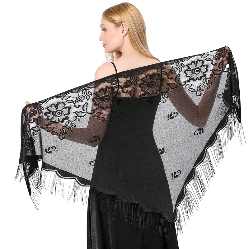 Châles et enveloppes en dentelle triangle pour robes de soirée, pompons, maille, fête de mariage