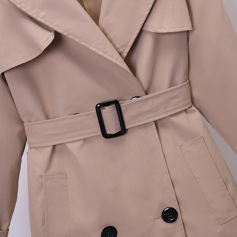 Kaki Double boutonnage femmes coupe-vent printemps/été coréen mince col rabattu dames vêtements d'extérieur grande taille Trench-Coat décontracté