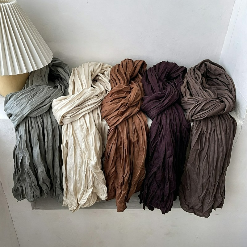 Écharpe en coton et lin tendance, vintage, décontractée, chaude, pour le cou, châle doux pour femme, écharpe respirante et douce.