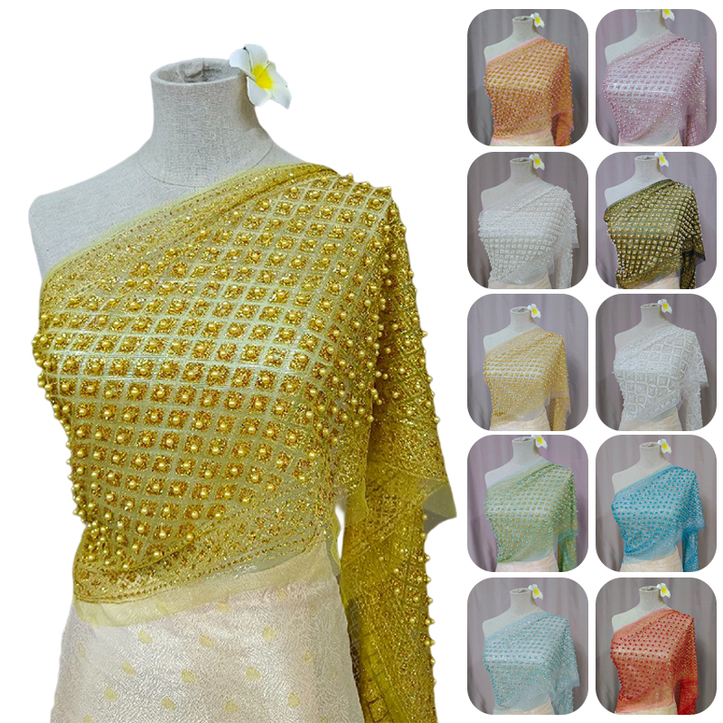Femmes Style ethnique perles brillantes dentelle Shaw écharpe Wrap Cape maille courte couverture hauts danse châle plage vacances paillettes haussement d'épaules