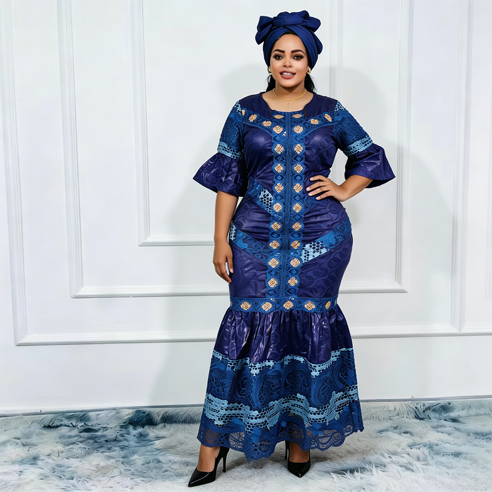 Robes longues de soirée africaines grande taille pour femmes 2026 – Robe de luxe brodée Bazin, tenues élégantes, robes de mariée musulmanes et de soirée