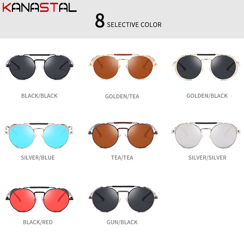 Lunettes de soleil de Protection UV pour hommes, Steampunk, rétro, monture ronde en métal, verres miroir gothiques pour femmes, lunettes de fête à la mode