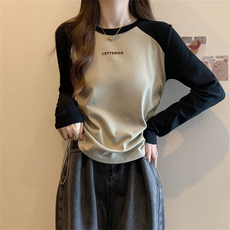 Vêtements pour femmes de grande taille, t-shirt à manches longues, ample et fin, décontracté, polyvalent, avec cordon de serrage, nouvelle collection printemps et automne