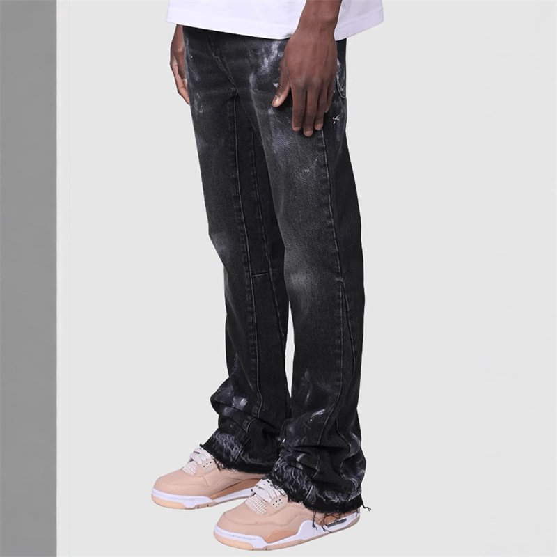 2025 hommes mode rue jean droit pantalon de travail Style Punk vêtements de travail élastique Patchwork quatre saisons décontracté Denim couches pantalon