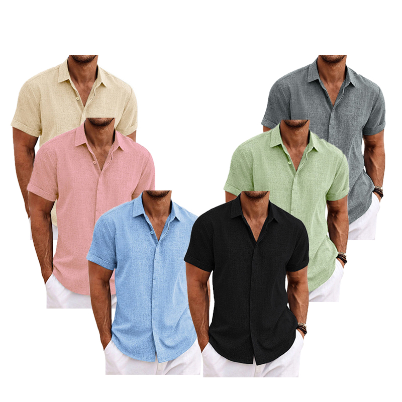 Chemise à Manches Courtes pour Homme, Chemisiers Sociaux, Solide, Formel, Élégant, Décontracté, Vêtements d'Été