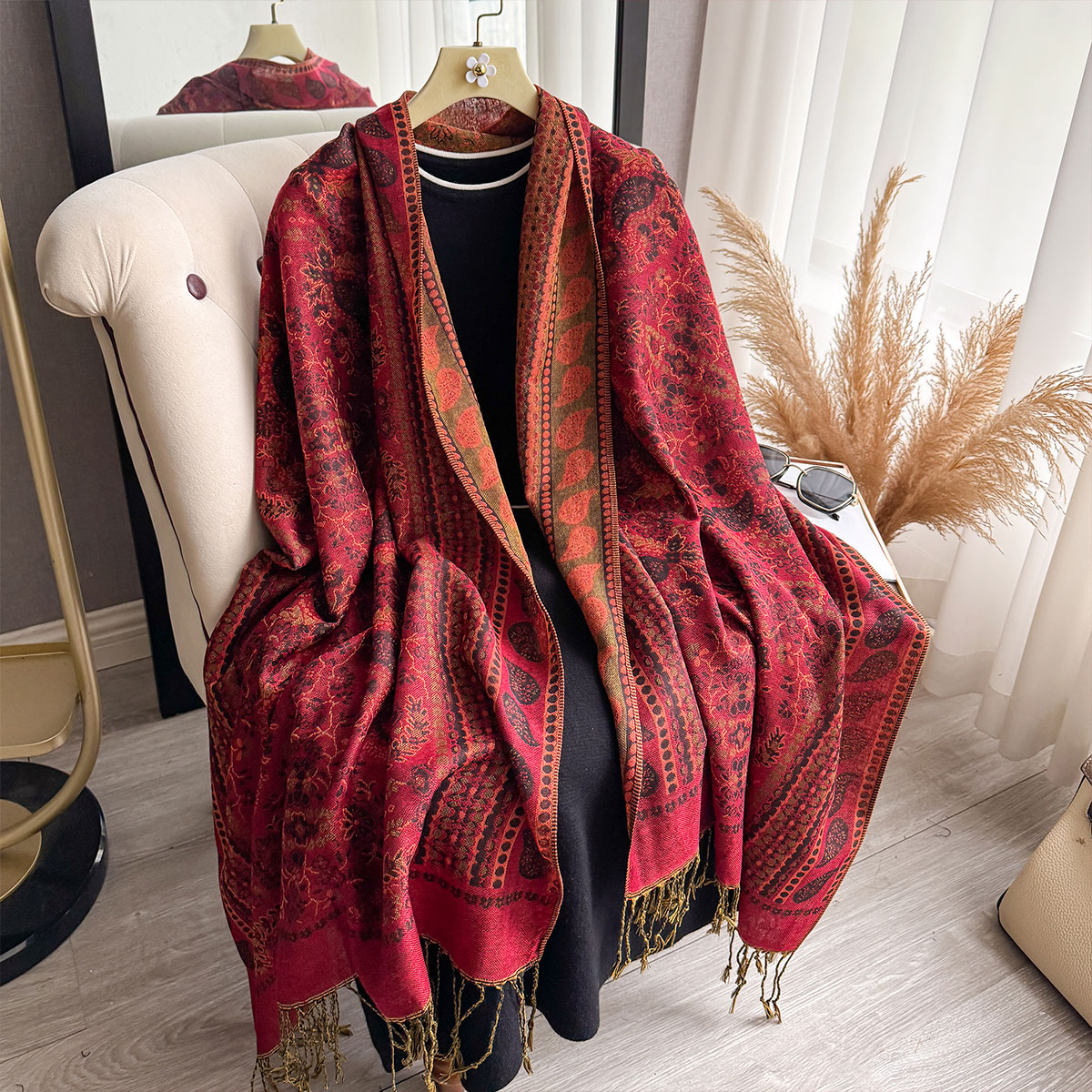 Écharpe de styliste pour femmes, marque de luxe, Style bohème, châle Jacquard, motif Paisley, Hijab musulman, Pashmina, protection solaire, 2025