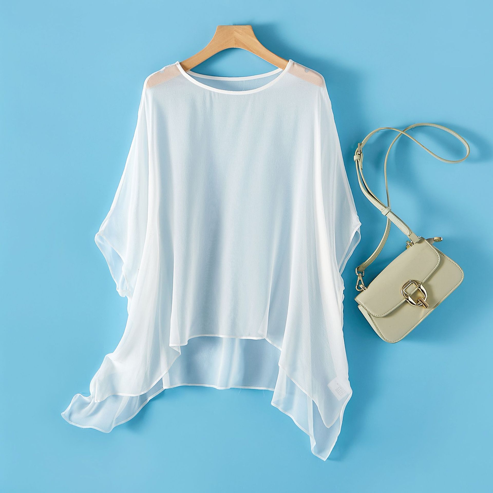 Winsleter, t-shirt 100% soie véritable, demi-manches en soie Georgie véritable pour femmes, Cape résistante au soleil, hauts d'été, livraison directe T36425JM