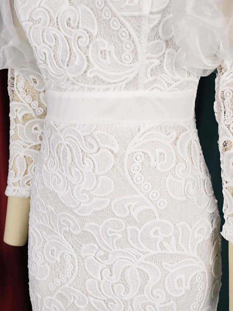 Robe de soirée en dentelle pour femmes, tenue de mariage, élégante, manches 2023, longue, dashiki, été 3/4
