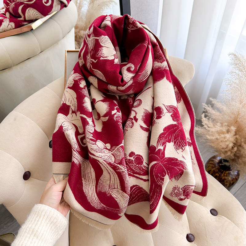 Nouveau 2025 femmes marque de mode lotus écharpe de luxe automne hiver chaud châles imprimer écharpe Pashmina Mujer Femme Foulard Bufanda