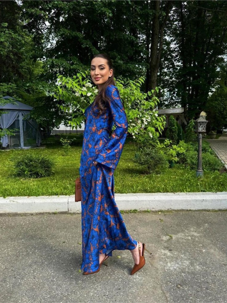 À la mode Vintage imprimé à manches longues col rond robe femmes nouveau 2025 atmosphère élégante robes longues décontracté robes Para Mujer
