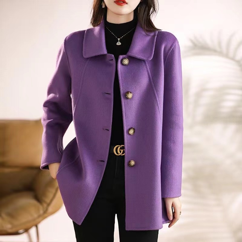 Nouveau haute qualité simple boutonnage mode manteau de laine femmes automne hiver mince élégant laine pardessus coupe-vent vêtements d'extérieur femme
