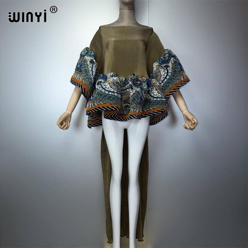Robe plissée irrégulière WINYI pour femme, design froissé, robe ample plissée, robe de soirée maxi sexy, poncho pour femme