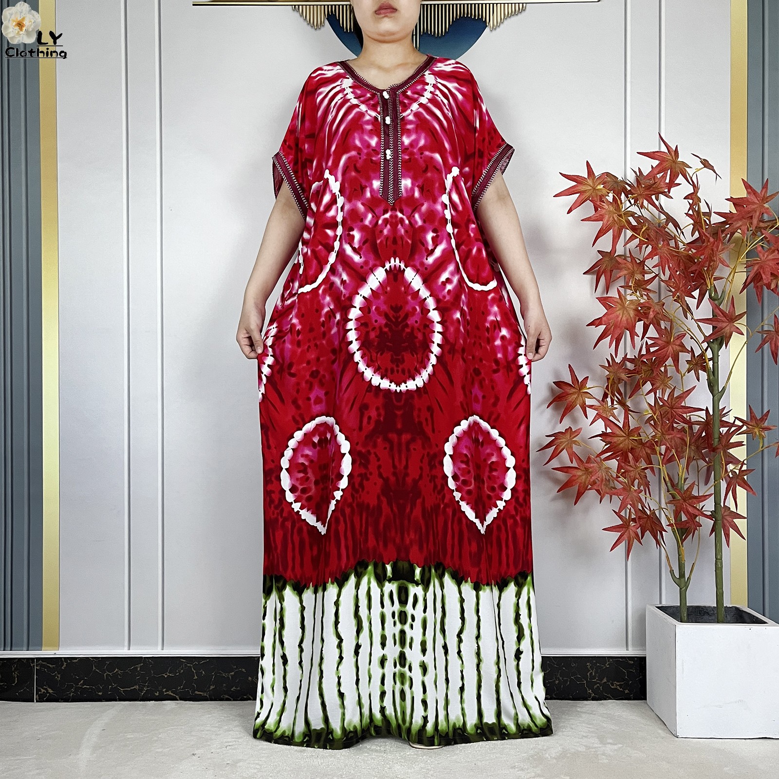 Nouvelle Abaya Africaine 2026 pour Femme, Robe Décontractée Florale en Coton Pur Dashiki, Imprimée à Manches Courtes, Coupe Ample Maxi, Robes Islamiques de Dubaï
