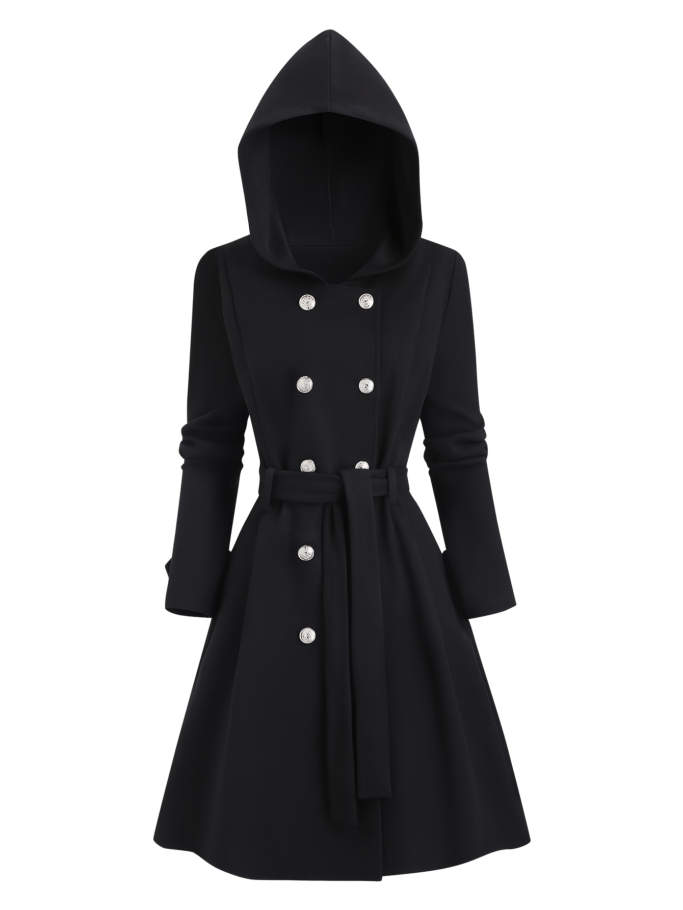 Veste à capuche double boutonnage grande taille, décontractée, élégante et tendance pour femme, idéale pour l'automne et l'hiver