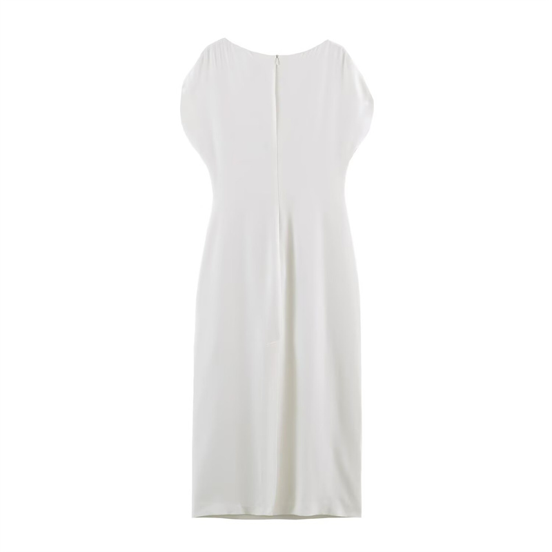 Robe Guobioziy pour femme, nouvelle collection été 2026, blanche, à manches courtes, simple, mi-longue, tendance, élégante et gracieuse