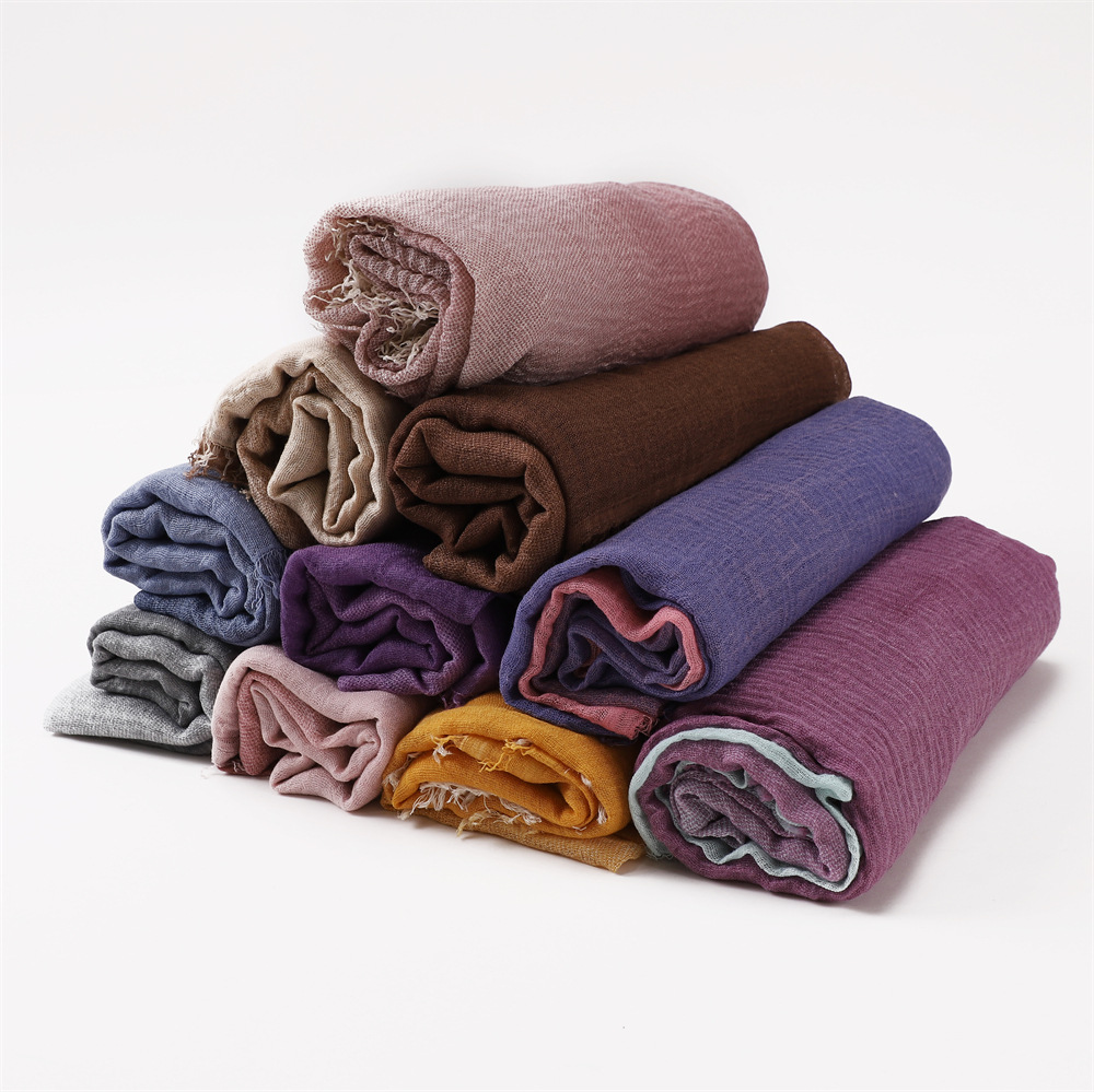 Foulard Hijabs Dégradé Uni pour Femme Musulmane, Turban Islamique de Grande Taille, Châle Long, Écharpe de Sauna, 2024