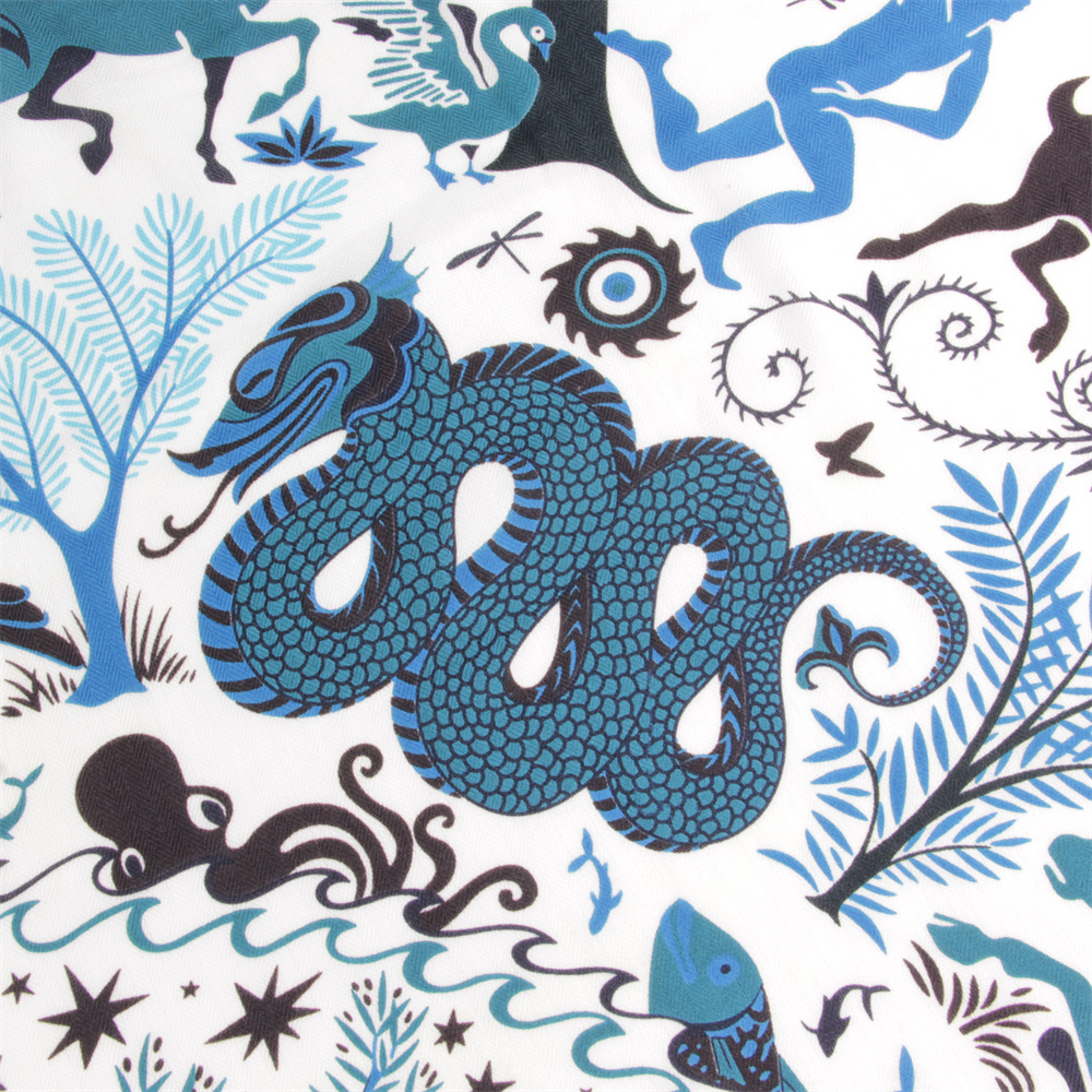 Hiver soie cachemire écharpe 12 animaux imprimer châles garder au chaud Pashmina femmes foulards carrés enveloppes marque Hijab écharpe Bandana 135CM