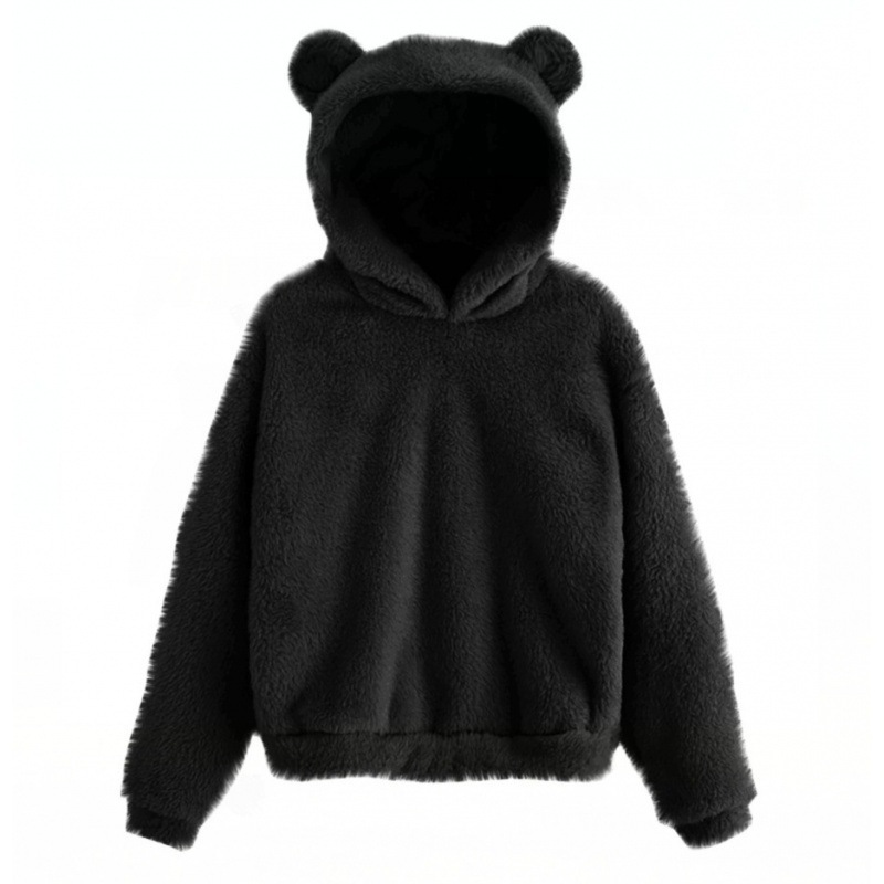Hauts à capuche pour femmes Automne Hiver, Sweat-shirt à capuche oreilles de lapin à manches longues, en peluche mignon et chaud, style décontracté 2026