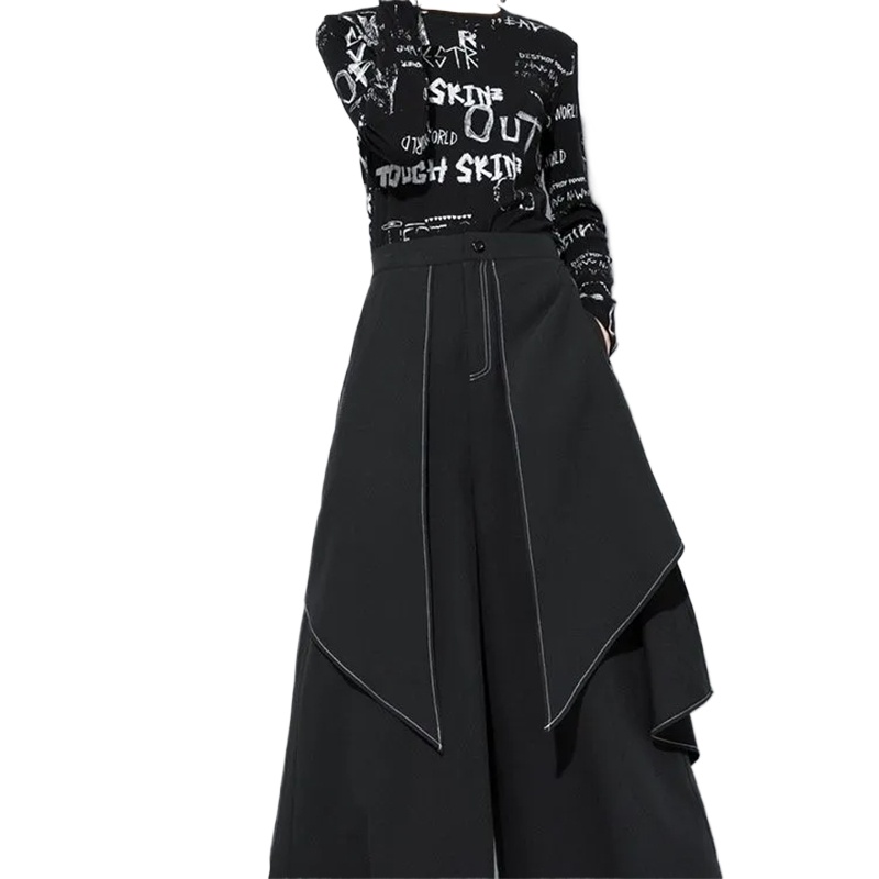 Pantalon large pour femme, collection Printemps-Été 2026, décontracté, effet deux pièces, coupe ample, style streetwear, pantalon tendance pour femme