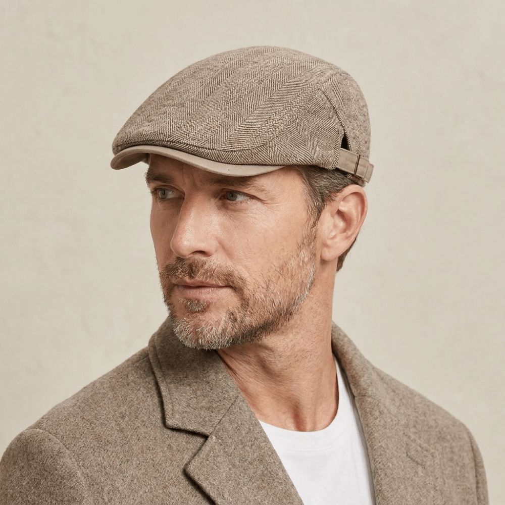 Béret en coton simple pour homme, style britannique, chaud, en laine, casquette à visière respirante, chapeau de newsboy, automne et hiver