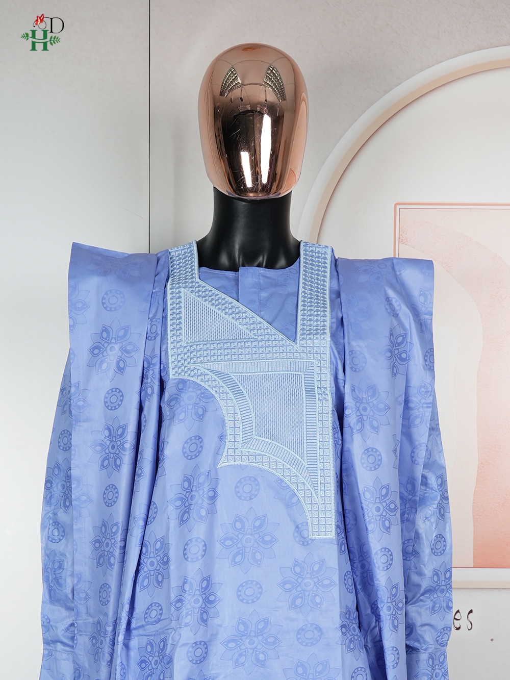 Vêtements africains broderie robe bleue grande taille pour hommes élégant fête de mariage Thobe 3 PC haut et pantalon costumes ensemble usage quotidien 2025