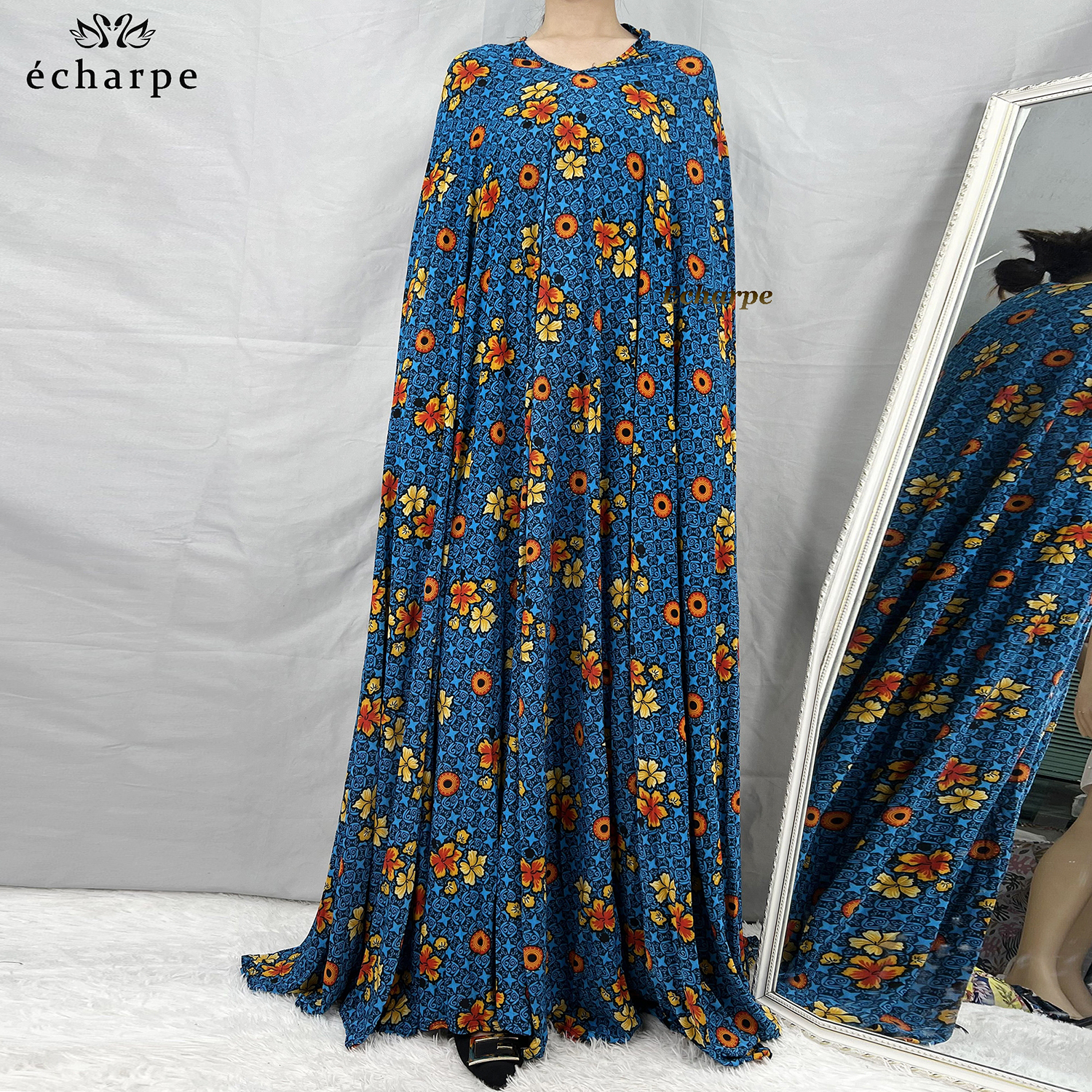 FIBRLOVER-Ensemble de Vêtement de Prière pour Femme, 1 Pièce, Dubaï, Abaya, Arabe, Jibab, Fleurs, Djellaba, tiens imar, Caftan