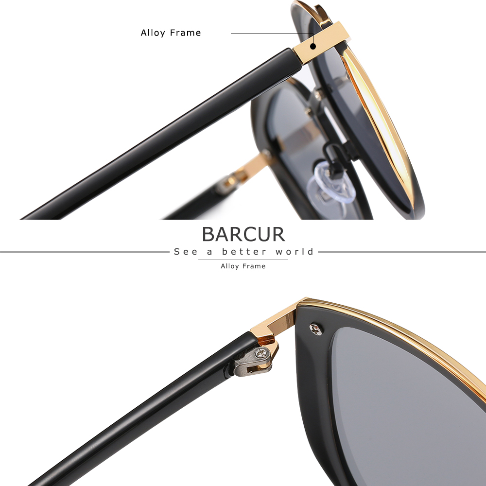 Lunettes de soleil polarisées de luxe BARCUR femmes lunettes de soleil rondes lunettes de soleil femme