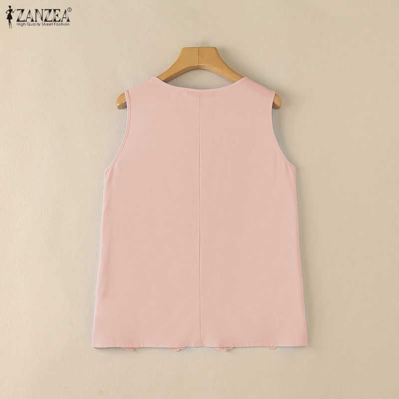 ZANZEA – débardeurs élégants en dentelle et crochet pour femmes, chemisier bohème décontracté pour les vacances, chemise de plage en patchwork, t-shirts de travail pour femmes