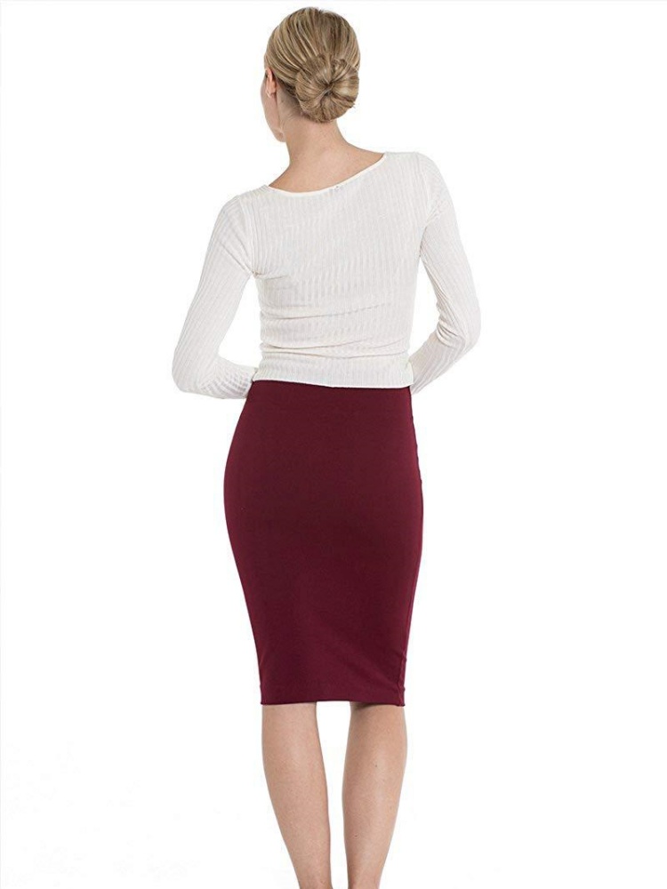 Jupe mi-longue élastique, coupe amincissante, taille haute, tendance, longueur aux genoux, vêtements pour dames, jupe serrée pour printemps et été