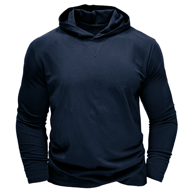 SHiONFA T-shirts à capuche à manches longues pour hommes, kaki, pulls tendance, confortables, élégants, usage quotidien