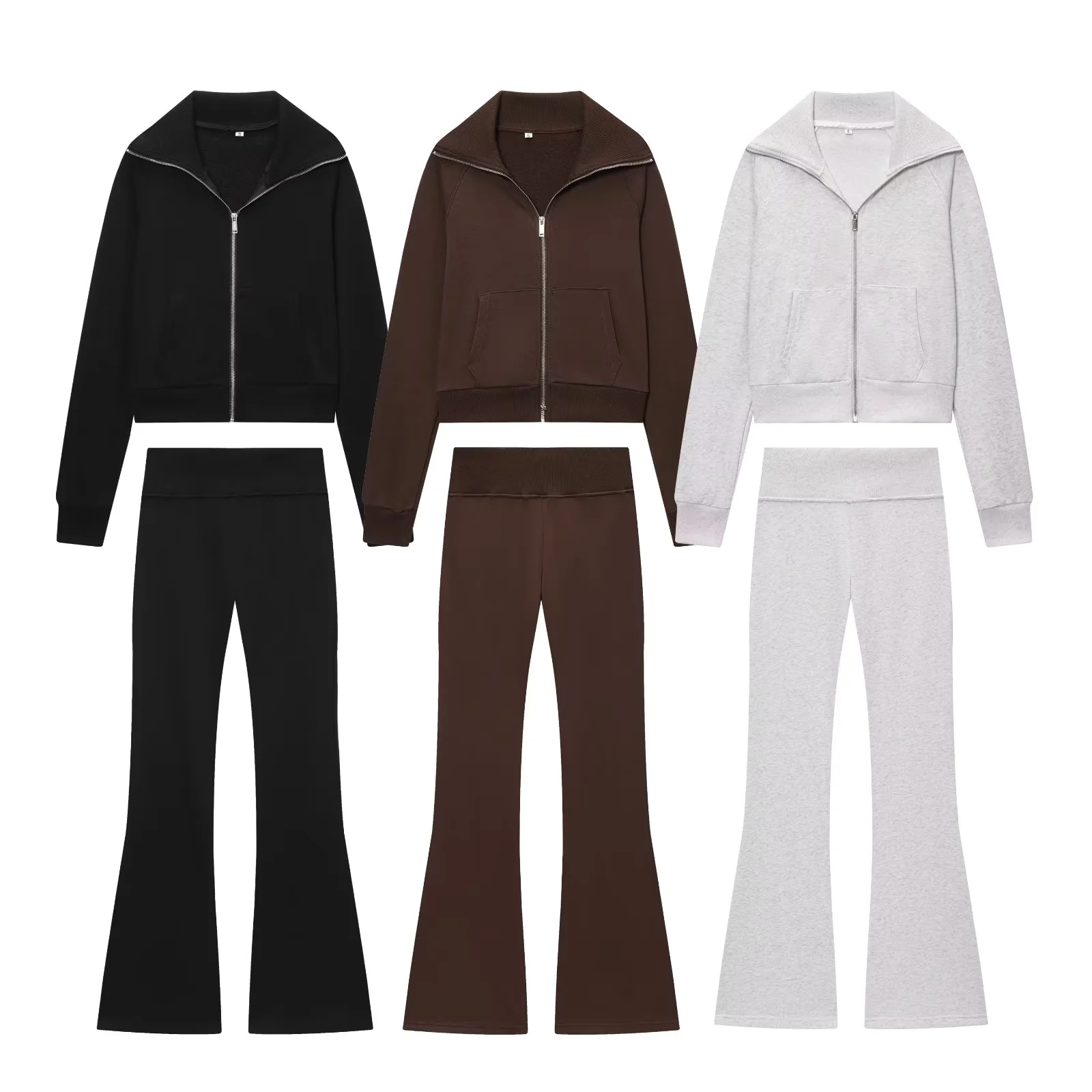 Ensemble 2 pièces pantalon à jambes larges pour femmes, veste à capuche à manches longues, manteau et pantalon, costume pour femmes, tenues d'automne 2025
