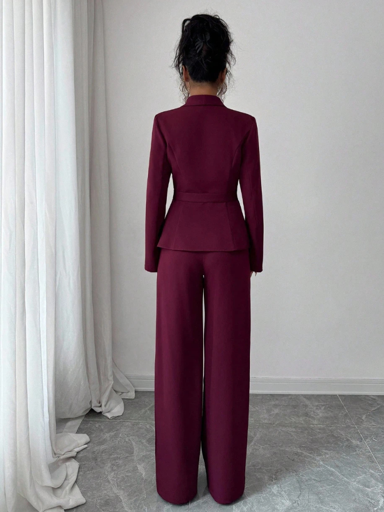 Vêtements pour femmes, nouveau style printemps, veste de costume à manches longues, pantalon à coupe droite, ensemble deux pièces pour un look professionnel et tendance.