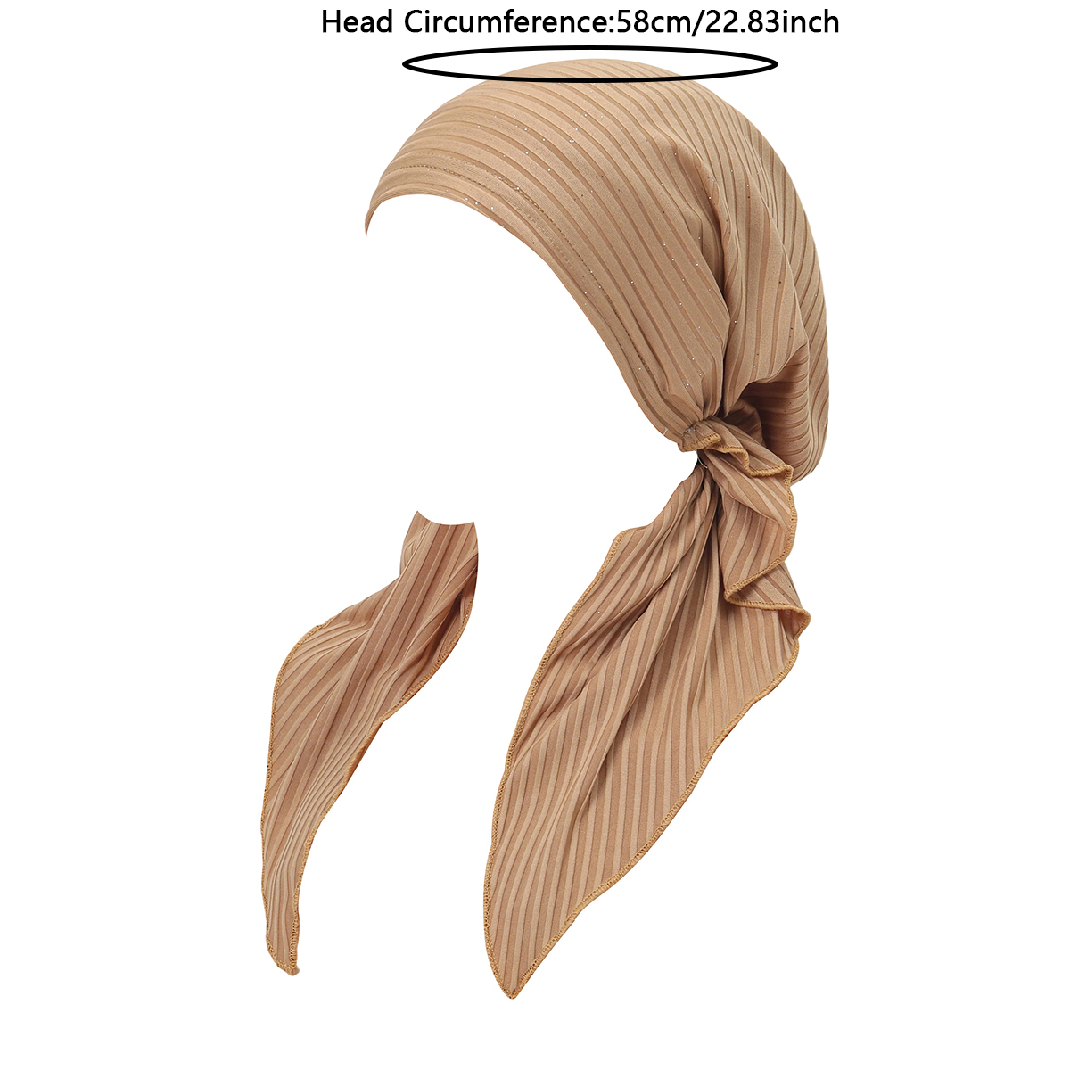 Chapeaux Turban Hijab Musulman à Rayures Tendance, Foulards à Longue Queue, Bonnets Hijab Élastiques Respirants pour Femmes et Filles