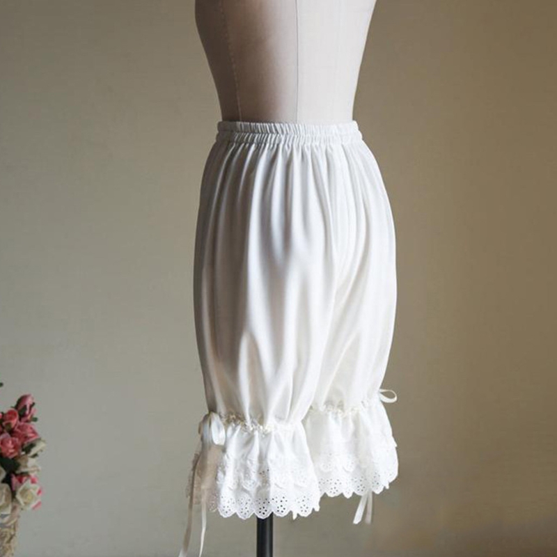 Pantalon bouffant Vintage en dentelle pour femmes, à volants, avec nœud lanterne, couleur unie, sous-vêtement de sécurité élastique