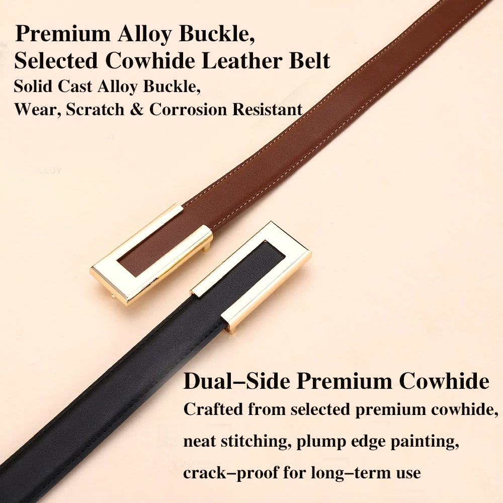 Ceinture en cuir véritable pour femme ; Ceinture de taille en cuir de vachette tendance ; Boucle lisse polyvalente ; Ceinture de décoration pour robe 2025