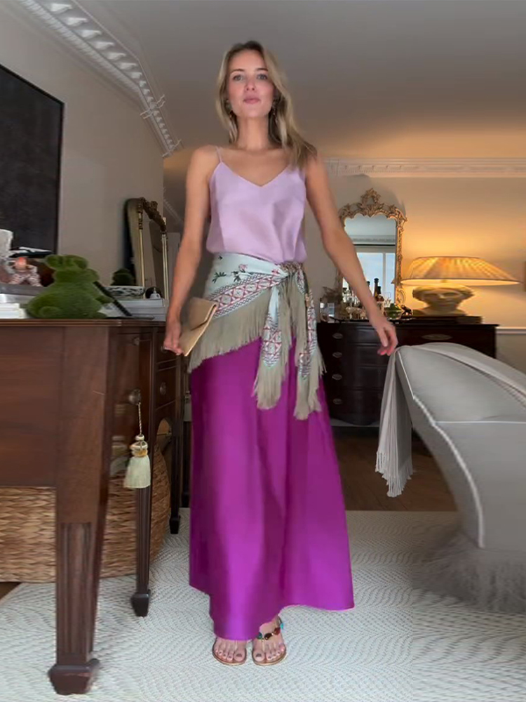 Écharpe carrée en satin imprimée à pompons pour femme, chic, tendance, douce, ceinture, châle, nouvelle collection 2026, élégante, pour les vacances, foulard de créateur pour femme