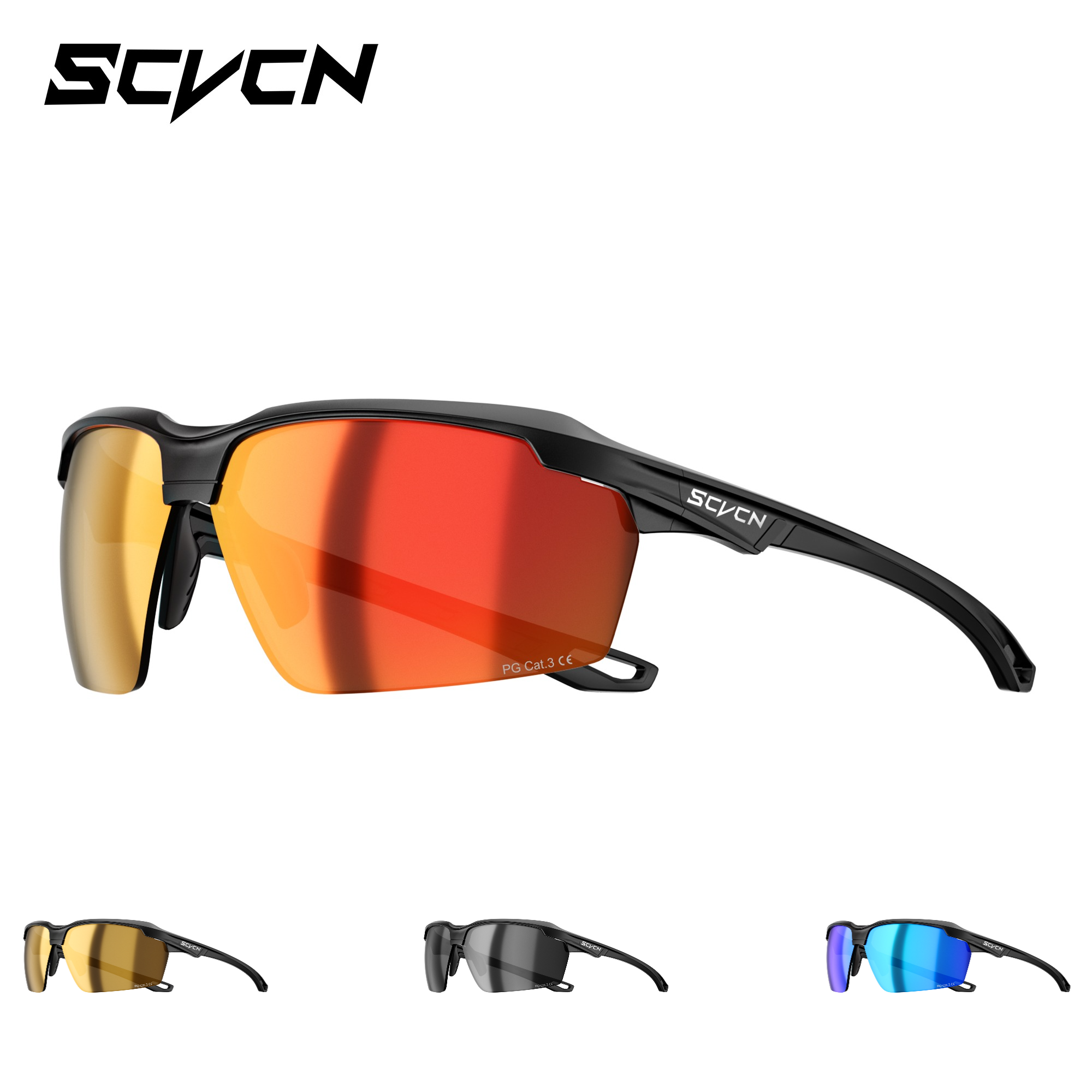 Lunettes de soleil sportives SCVCN pour hommes, lunettes de randonnée, lunettes de cyclisme, lunettes de vélo VTT, lunettes de sport UV400, chasse, conduite